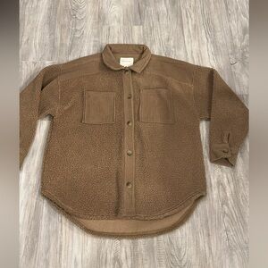 American Eagle Brown Sherpa Button-Up Jacket-size small
